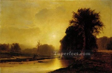 tonalism tonalist Painting - Autumn Meadows Tonalist George Inness